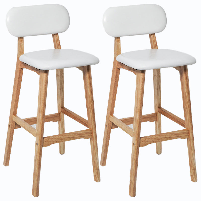 Rubberwood Modern Low Back Stool Matte Finish Upholstered Bar Stools White Natural 2 Piece Set Clearhalo 'Bar Furniture' 'Bar Stools' 'bar_stools' 'furn' 'furn_bar_stools' 'Furniture' 'furniture_bar_stools' 'Kitchen & Dining Furniture' 5031687