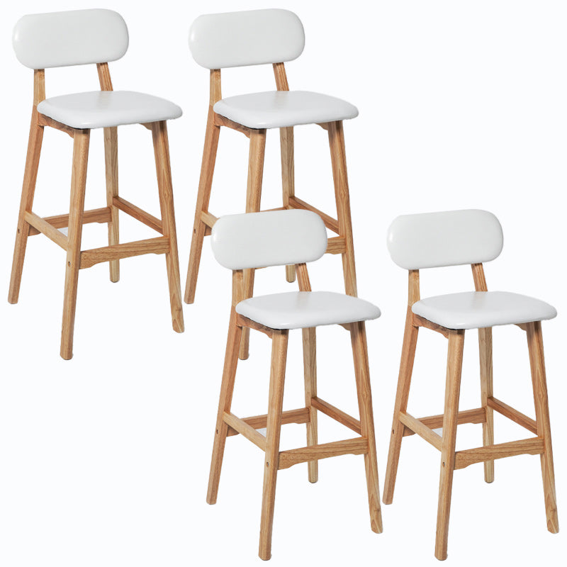 Rubberwood Modern Low Back Stool Matte Finish Upholstered Bar Stools White Natural 4 Piece Set Clearhalo 'Bar Furniture' 'Bar Stools' 'bar_stools' 'furn' 'furn_bar_stools' 'Furniture' 'furniture_bar_stools' 'Kitchen & Dining Furniture' 5031688