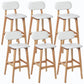 Rubberwood Modern Low Back Stool Matte Finish Upholstered Bar Stools White Natural 6 Piece Set Clearhalo 'Bar Furniture' 'Bar Stools' 'bar_stools' 'furn' 'furn_bar_stools' 'Furniture' 'furniture_bar_stools' 'Kitchen & Dining Furniture' 5031689