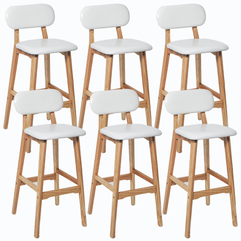 Rubberwood Modern Low Back Stool Matte Finish Upholstered Bar Stools White Natural 6 Piece Set Clearhalo 'Bar Furniture' 'Bar Stools' 'bar_stools' 'furn' 'furn_bar_stools' 'Furniture' 'furniture_bar_stools' 'Kitchen & Dining Furniture' 5031689