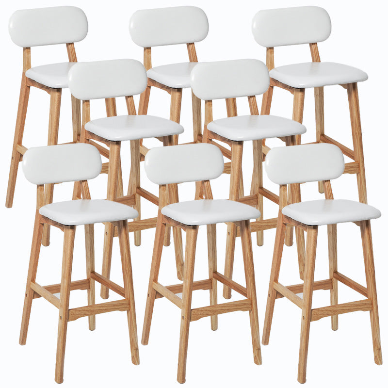 Rubberwood Modern Low Back Stool Matte Finish Upholstered Bar Stools White Natural 8 Piece Set Clearhalo 'Bar Furniture' 'Bar Stools' 'bar_stools' 'furn' 'furn_bar_stools' 'Furniture' 'furniture_bar_stools' 'Kitchen & Dining Furniture' 5031690