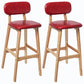 Rubberwood Modern Low Back Stool Matte Finish Upholstered Bar Stools Red Natural 2 Piece Set Clearhalo 'Bar Furniture' 'Bar Stools' 'bar_stools' 'furn' 'furn_bar_stools' 'Furniture' 'furniture_bar_stools' 'Kitchen & Dining Furniture' 5031691