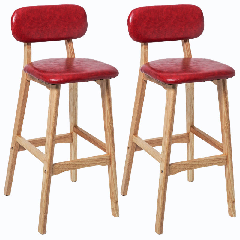 Rubberwood Modern Low Back Stool Matte Finish Upholstered Bar Stools Red Natural 2 Piece Set Clearhalo 'Bar Furniture' 'Bar Stools' 'bar_stools' 'furn' 'furn_bar_stools' 'Furniture' 'furniture_bar_stools' 'Kitchen & Dining Furniture' 5031691