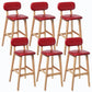 Rubberwood Modern Low Back Stool Matte Finish Upholstered Bar Stools Red Natural 6 Piece Set Clearhalo 'Bar Furniture' 'Bar Stools' 'bar_stools' 'furn' 'furn_bar_stools' 'Furniture' 'furniture_bar_stools' 'Kitchen & Dining Furniture' 5031693