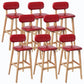 Rubberwood Modern Low Back Stool Matte Finish Upholstered Bar Stools Red Natural 8 Piece Set Clearhalo 'Bar Furniture' 'Bar Stools' 'bar_stools' 'furn' 'furn_bar_stools' 'Furniture' 'furniture_bar_stools' 'Kitchen & Dining Furniture' 5031694