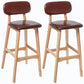 Rubberwood Modern Low Back Stool Matte Finish Upholstered Bar Stools Brown Natural 2 Piece Set Clearhalo 'Bar Furniture' 'Bar Stools' 'bar_stools' 'furn' 'furn_bar_stools' 'Furniture' 'furniture_bar_stools' 'Kitchen & Dining Furniture' 5031695