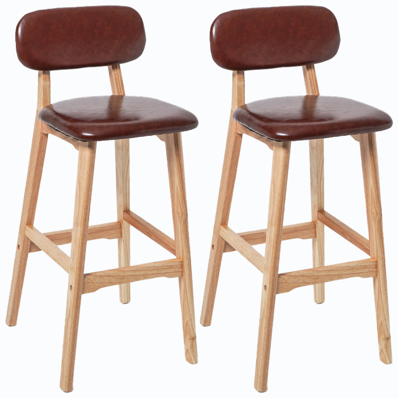 Rubberwood Modern Low Back Stool Matte Finish Upholstered Bar Stools Brown Natural 2 Piece Set Clearhalo 'Bar Furniture' 'Bar Stools' 'bar_stools' 'furn' 'furn_bar_stools' 'Furniture' 'furniture_bar_stools' 'Kitchen & Dining Furniture' 5031695