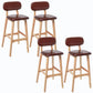 Rubberwood Modern Low Back Stool Matte Finish Upholstered Bar Stools Brown Natural 4 Piece Set Clearhalo 'Bar Furniture' 'Bar Stools' 'bar_stools' 'furn' 'furn_bar_stools' 'Furniture' 'furniture_bar_stools' 'Kitchen & Dining Furniture' 5031696