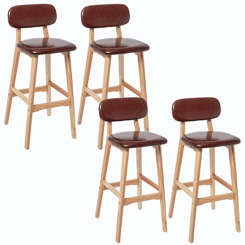 Rubberwood Modern Low Back Stool Matte Finish Upholstered Bar Stools Brown Natural 4 Piece Set Clearhalo 'Bar Furniture' 'Bar Stools' 'bar_stools' 'furn' 'furn_bar_stools' 'Furniture' 'furniture_bar_stools' 'Kitchen & Dining Furniture' 5031696