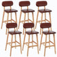 Rubberwood Modern Low Back Stool Matte Finish Upholstered Bar Stools Brown Natural 6 Piece Set Clearhalo 'Bar Furniture' 'Bar Stools' 'bar_stools' 'furn' 'furn_bar_stools' 'Furniture' 'furniture_bar_stools' 'Kitchen & Dining Furniture' 5031697