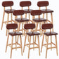 Rubberwood Modern Low Back Stool Matte Finish Upholstered Bar Stools Brown Natural 8 Piece Set Clearhalo 'Bar Furniture' 'Bar Stools' 'bar_stools' 'furn' 'furn_bar_stools' 'Furniture' 'furniture_bar_stools' 'Kitchen & Dining Furniture' 5031698