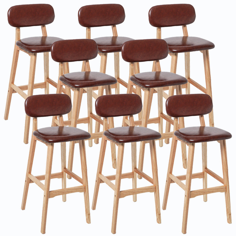 Rubberwood Modern Low Back Stool Matte Finish Upholstered Bar Stools Brown Natural 8 Piece Set Clearhalo 'Bar Furniture' 'Bar Stools' 'bar_stools' 'furn' 'furn_bar_stools' 'Furniture' 'furniture_bar_stools' 'Kitchen & Dining Furniture' 5031698