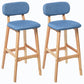 Rubberwood Modern Low Back Stool Matte Finish Upholstered Bar Stools Blue Natural 2 Piece Set Clearhalo 'Bar Furniture' 'Bar Stools' 'bar_stools' 'furn' 'furn_bar_stools' 'Furniture' 'furniture_bar_stools' 'Kitchen & Dining Furniture' 5031699