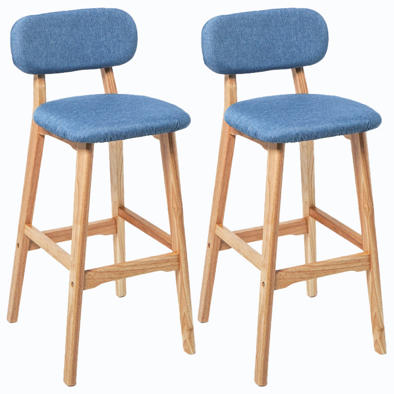 Rubberwood Modern Low Back Stool Matte Finish Upholstered Bar Stools Blue Natural 2 Piece Set Clearhalo 'Bar Furniture' 'Bar Stools' 'bar_stools' 'furn' 'furn_bar_stools' 'Furniture' 'furniture_bar_stools' 'Kitchen & Dining Furniture' 5031699