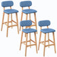 Rubberwood Modern Low Back Stool Matte Finish Upholstered Bar Stools Blue Natural 4 Piece Set Clearhalo 'Bar Furniture' 'Bar Stools' 'bar_stools' 'furn' 'furn_bar_stools' 'Furniture' 'furniture_bar_stools' 'Kitchen & Dining Furniture' 5031700