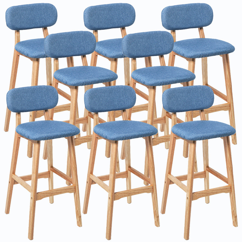 Rubberwood Modern Low Back Stool Matte Finish Upholstered Bar Stools Blue Natural 8 Piece Set Clearhalo 'Bar Furniture' 'Bar Stools' 'bar_stools' 'furn' 'furn_bar_stools' 'Furniture' 'furniture_bar_stools' 'Kitchen & Dining Furniture' 5031702