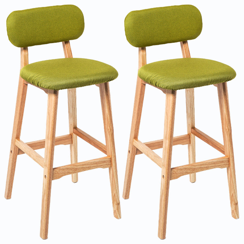 Rubberwood Modern Low Back Stool Matte Finish Upholstered Bar Stools Green Natural 2 Piece Set Clearhalo 'Bar Furniture' 'Bar Stools' 'bar_stools' 'furn' 'furn_bar_stools' 'Furniture' 'furniture_bar_stools' 'Kitchen & Dining Furniture' 5031703