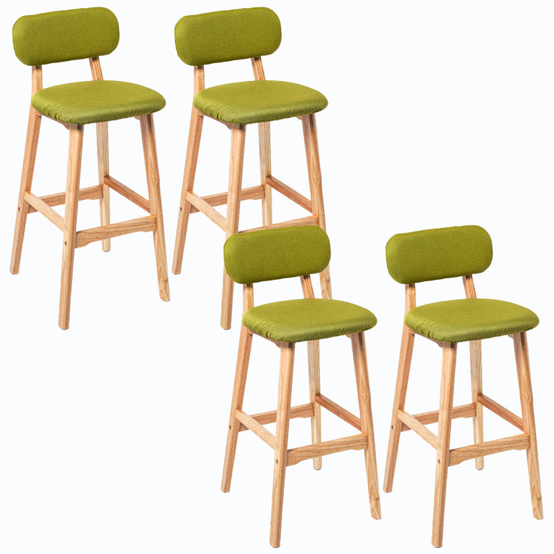 Rubberwood Modern Low Back Stool Matte Finish Upholstered Bar Stools Green Natural 4 Piece Set Clearhalo 'Bar Furniture' 'Bar Stools' 'bar_stools' 'furn' 'furn_bar_stools' 'Furniture' 'furniture_bar_stools' 'Kitchen & Dining Furniture' 5031704