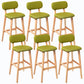 Rubberwood Modern Low Back Stool Matte Finish Upholstered Bar Stools Green Natural 6 Piece Set Clearhalo 'Bar Furniture' 'Bar Stools' 'bar_stools' 'furn' 'furn_bar_stools' 'Furniture' 'furniture_bar_stools' 'Kitchen & Dining Furniture' 5031705