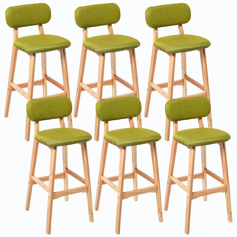 Rubberwood Modern Low Back Stool Matte Finish Upholstered Bar Stools Green Natural 6 Piece Set Clearhalo 'Bar Furniture' 'Bar Stools' 'bar_stools' 'furn' 'furn_bar_stools' 'Furniture' 'furniture_bar_stools' 'Kitchen & Dining Furniture' 5031705