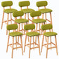 Rubberwood Modern Low Back Stool Matte Finish Upholstered Bar Stools Green Natural 8 Piece Set Clearhalo 'Bar Furniture' 'Bar Stools' 'bar_stools' 'furn' 'furn_bar_stools' 'Furniture' 'furniture_bar_stools' 'Kitchen & Dining Furniture' 5031706