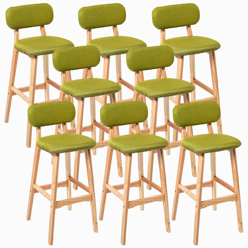Rubberwood Modern Low Back Stool Matte Finish Upholstered Bar Stools Green Natural 8 Piece Set Clearhalo 'Bar Furniture' 'Bar Stools' 'bar_stools' 'furn' 'furn_bar_stools' 'Furniture' 'furniture_bar_stools' 'Kitchen & Dining Furniture' 5031706