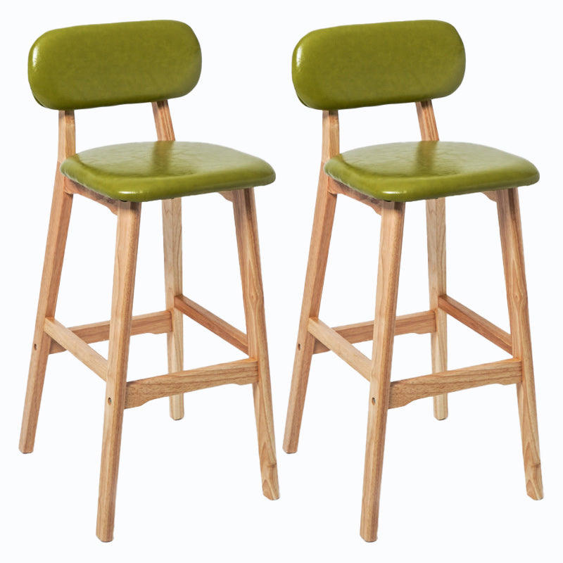 Rubberwood Modern Low Back Stool Matte Finish Upholstered Bar Stools Light Green Natural 2 Piece Set Clearhalo 'Bar Furniture' 'Bar Stools' 'bar_stools' 'furn' 'furn_bar_stools' 'Furniture' 'furniture_bar_stools' 'Kitchen & Dining Furniture' 5031707