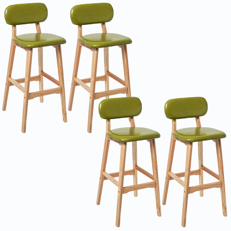 Rubberwood Modern Low Back Stool Matte Finish Upholstered Bar Stools Light Green Natural 4 Piece Set Clearhalo 'Bar Furniture' 'Bar Stools' 'bar_stools' 'furn' 'furn_bar_stools' 'Furniture' 'furniture_bar_stools' 'Kitchen & Dining Furniture' 5031708