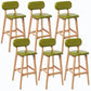 Rubberwood Modern Low Back Stool Matte Finish Upholstered Bar Stools Light Green Natural 6 Piece Set Clearhalo 'Bar Furniture' 'Bar Stools' 'bar_stools' 'furn' 'furn_bar_stools' 'Furniture' 'furniture_bar_stools' 'Kitchen & Dining Furniture' 5031709
