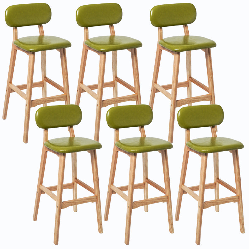 Rubberwood Modern Low Back Stool Matte Finish Upholstered Bar Stools Light Green Natural 6 Piece Set Clearhalo 'Bar Furniture' 'Bar Stools' 'bar_stools' 'furn' 'furn_bar_stools' 'Furniture' 'furniture_bar_stools' 'Kitchen & Dining Furniture' 5031709