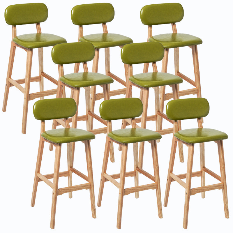 Rubberwood Modern Low Back Stool Matte Finish Upholstered Bar Stools Light Green Natural 8 Piece Set Clearhalo 'Bar Furniture' 'Bar Stools' 'bar_stools' 'furn' 'furn_bar_stools' 'Furniture' 'furniture_bar_stools' 'Kitchen & Dining Furniture' 5031710