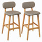 Rubberwood Modern Low Back Stool Matte Finish Upholstered Bar Stools Khaki Natural 2 Piece Set Clearhalo 'Bar Furniture' 'Bar Stools' 'bar_stools' 'furn' 'furn_bar_stools' 'Furniture' 'furniture_bar_stools' 'Kitchen & Dining Furniture' 5031711