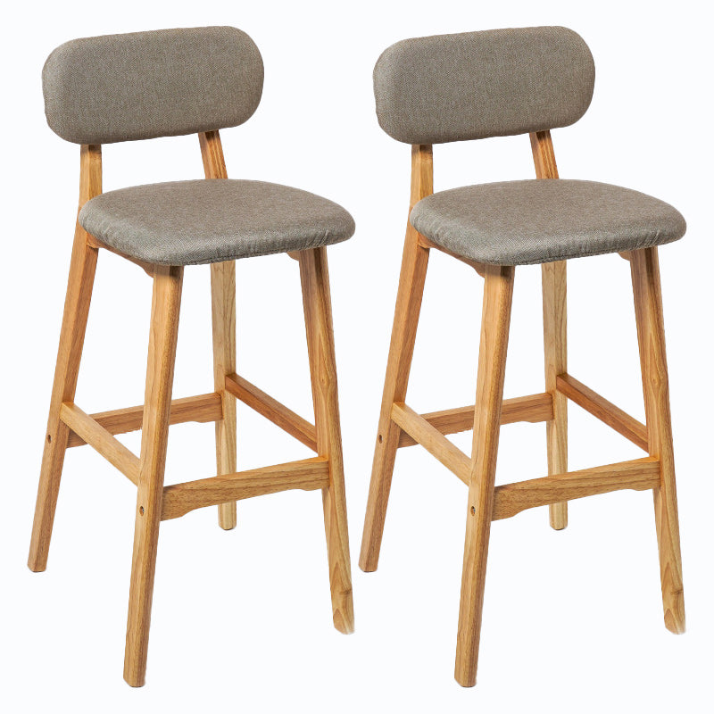 Rubberwood Modern Low Back Stool Matte Finish Upholstered Bar Stools Khaki Natural 2 Piece Set Clearhalo 'Bar Furniture' 'Bar Stools' 'bar_stools' 'furn' 'furn_bar_stools' 'Furniture' 'furniture_bar_stools' 'Kitchen & Dining Furniture' 5031711