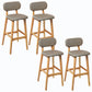 Rubberwood Modern Low Back Stool Matte Finish Upholstered Bar Stools Khaki Natural 4 Piece Set Clearhalo 'Bar Furniture' 'Bar Stools' 'bar_stools' 'furn' 'furn_bar_stools' 'Furniture' 'furniture_bar_stools' 'Kitchen & Dining Furniture' 5031712
