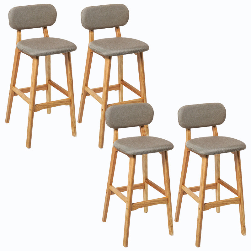 Rubberwood Modern Low Back Stool Matte Finish Upholstered Bar Stools Khaki Natural 4 Piece Set Clearhalo 'Bar Furniture' 'Bar Stools' 'bar_stools' 'furn' 'furn_bar_stools' 'Furniture' 'furniture_bar_stools' 'Kitchen & Dining Furniture' 5031712