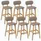 Rubberwood Modern Low Back Stool Matte Finish Upholstered Bar Stools Khaki Natural 6 Piece Set Clearhalo 'Bar Furniture' 'Bar Stools' 'bar_stools' 'furn' 'furn_bar_stools' 'Furniture' 'furniture_bar_stools' 'Kitchen & Dining Furniture' 5031713