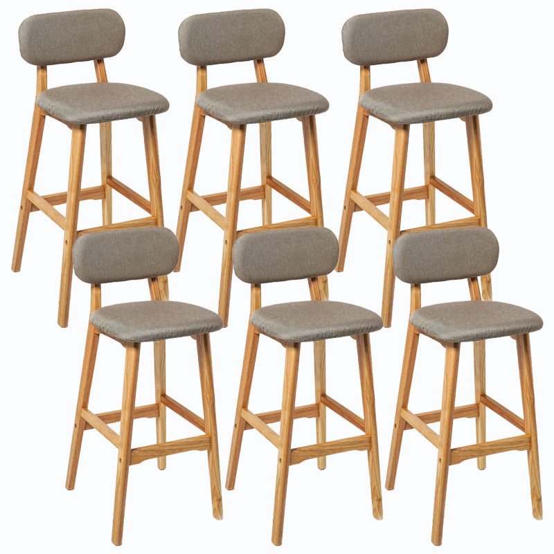 Rubberwood Modern Low Back Stool Matte Finish Upholstered Bar Stools Khaki Natural 6 Piece Set Clearhalo 'Bar Furniture' 'Bar Stools' 'bar_stools' 'furn' 'furn_bar_stools' 'Furniture' 'furniture_bar_stools' 'Kitchen & Dining Furniture' 5031713
