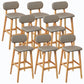 Rubberwood Modern Low Back Stool Matte Finish Upholstered Bar Stools Khaki Natural 8 Piece Set Clearhalo 'Bar Furniture' 'Bar Stools' 'bar_stools' 'furn' 'furn_bar_stools' 'Furniture' 'furniture_bar_stools' 'Kitchen & Dining Furniture' 5031714