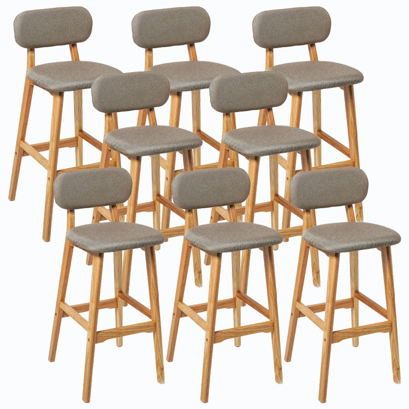 Rubberwood Modern Low Back Stool Matte Finish Upholstered Bar Stools Khaki Natural 8 Piece Set Clearhalo 'Bar Furniture' 'Bar Stools' 'bar_stools' 'furn' 'furn_bar_stools' 'Furniture' 'furniture_bar_stools' 'Kitchen & Dining Furniture' 5031714