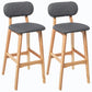 Rubberwood Modern Low Back Stool Matte Finish Upholstered Bar Stools Smoke Gray Natural 2 Piece Set Clearhalo 'Bar Furniture' 'Bar Stools' 'bar_stools' 'furn' 'furn_bar_stools' 'Furniture' 'furniture_bar_stools' 'Kitchen & Dining Furniture' 5031715