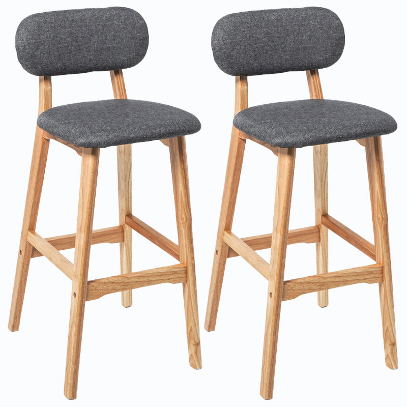 Rubberwood Modern Low Back Stool Matte Finish Upholstered Bar Stools Smoke Gray Natural 2 Piece Set Clearhalo 'Bar Furniture' 'Bar Stools' 'bar_stools' 'furn' 'furn_bar_stools' 'Furniture' 'furniture_bar_stools' 'Kitchen & Dining Furniture' 5031715