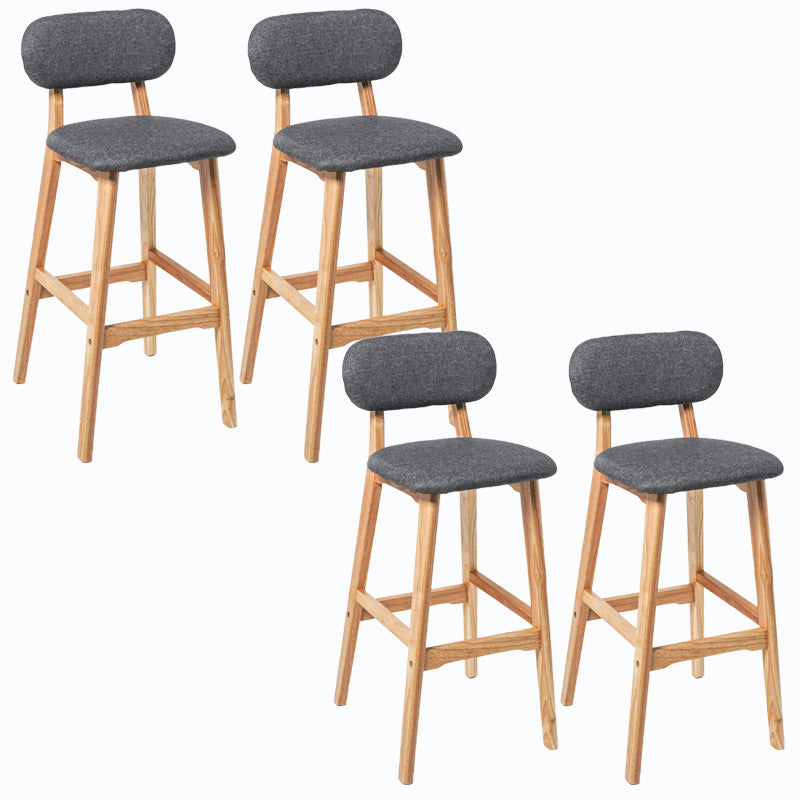 Rubberwood Modern Low Back Stool Matte Finish Upholstered Bar Stools Smoke Gray Natural 4 Piece Set Clearhalo 'Bar Furniture' 'Bar Stools' 'bar_stools' 'furn' 'furn_bar_stools' 'Furniture' 'furniture_bar_stools' 'Kitchen & Dining Furniture' 5031716