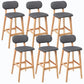 Rubberwood Modern Low Back Stool Matte Finish Upholstered Bar Stools Smoke Gray Natural 6 Piece Set Clearhalo 'Bar Furniture' 'Bar Stools' 'bar_stools' 'furn' 'furn_bar_stools' 'Furniture' 'furniture_bar_stools' 'Kitchen & Dining Furniture' 5031717