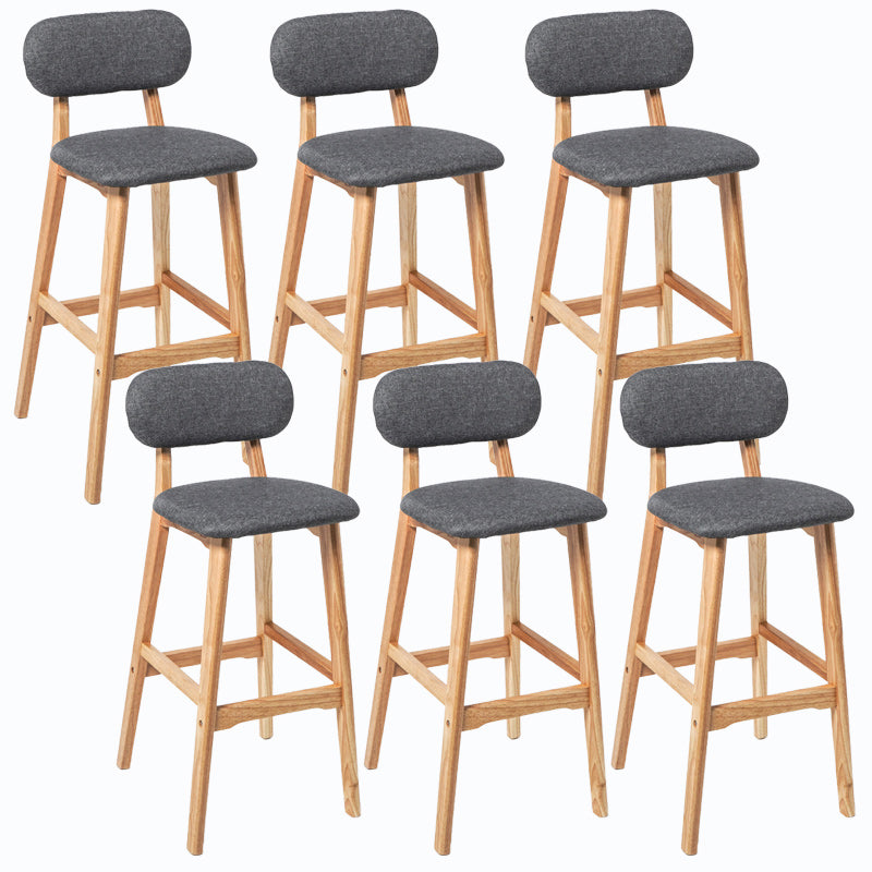 Rubberwood Modern Low Back Stool Matte Finish Upholstered Bar Stools Smoke Gray Natural 6 Piece Set Clearhalo 'Bar Furniture' 'Bar Stools' 'bar_stools' 'furn' 'furn_bar_stools' 'Furniture' 'furniture_bar_stools' 'Kitchen & Dining Furniture' 5031717