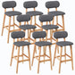 Rubberwood Modern Low Back Stool Matte Finish Upholstered Bar Stools Smoke Gray Natural 8 Piece Set Clearhalo 'Bar Furniture' 'Bar Stools' 'bar_stools' 'furn' 'furn_bar_stools' 'Furniture' 'furniture_bar_stools' 'Kitchen & Dining Furniture' 5031718