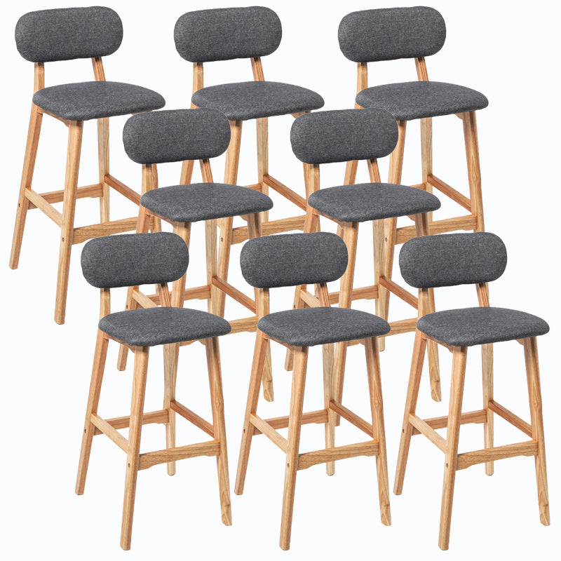 Rubberwood Modern Low Back Stool Matte Finish Upholstered Bar Stools Smoke Gray Natural 8 Piece Set Clearhalo 'Bar Furniture' 'Bar Stools' 'bar_stools' 'furn' 'furn_bar_stools' 'Furniture' 'furniture_bar_stools' 'Kitchen & Dining Furniture' 5031718