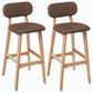 Rubberwood Modern Low Back Stool Matte Finish Upholstered Bar Stools Coffee Natural 2 Piece Set Clearhalo 'Bar Furniture' 'Bar Stools' 'bar_stools' 'furn' 'furn_bar_stools' 'Furniture' 'furniture_bar_stools' 'Kitchen & Dining Furniture' 5031719