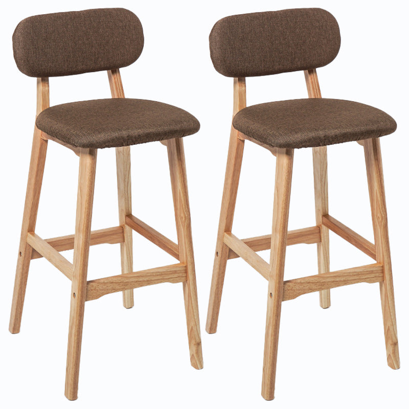 Rubberwood Modern Low Back Stool Matte Finish Upholstered Bar Stools Coffee Natural 2 Piece Set Clearhalo 'Bar Furniture' 'Bar Stools' 'bar_stools' 'furn' 'furn_bar_stools' 'Furniture' 'furniture_bar_stools' 'Kitchen & Dining Furniture' 5031719
