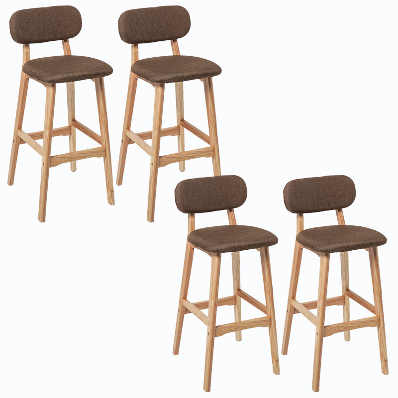 Rubberwood Modern Low Back Stool Matte Finish Upholstered Bar Stools Coffee Natural 4 Piece Set Clearhalo 'Bar Furniture' 'Bar Stools' 'bar_stools' 'furn' 'furn_bar_stools' 'Furniture' 'furniture_bar_stools' 'Kitchen & Dining Furniture' 5031720