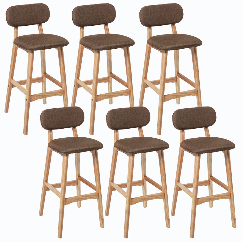 Rubberwood Modern Low Back Stool Matte Finish Upholstered Bar Stools Coffee Natural 6 Piece Set Clearhalo 'Bar Furniture' 'Bar Stools' 'bar_stools' 'furn' 'furn_bar_stools' 'Furniture' 'furniture_bar_stools' 'Kitchen & Dining Furniture' 5031721